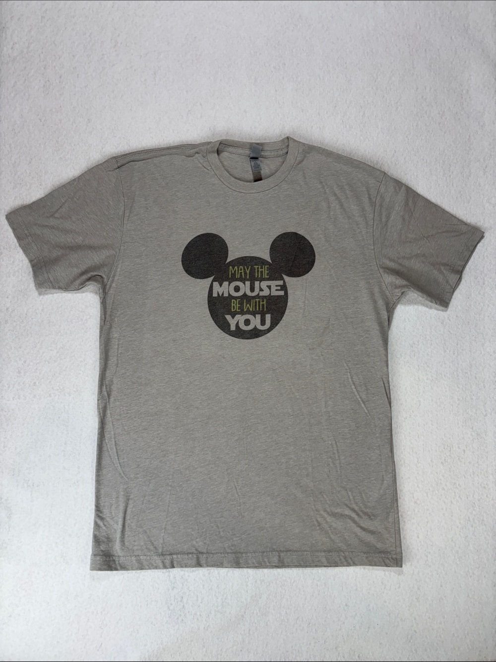 Disney Mickey Mouse Lt Grey heather Graphic Tee "May The Mouse Be With You" L